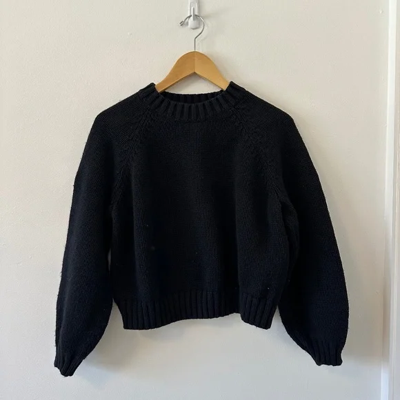 Gap Cotton Blend Crewneck Chunky Knit Black Sweater | Size Medium - Picture 1 of 7